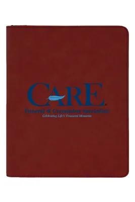 9 1/2" x 12" Laserable Leatherette Portfolio w/ Zipper and Notepad