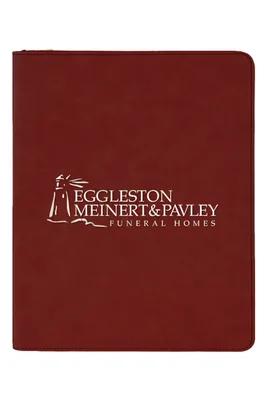 9 1/2" x 12" Laserable Leatherette Portfolio w/ Zipper and Notepad