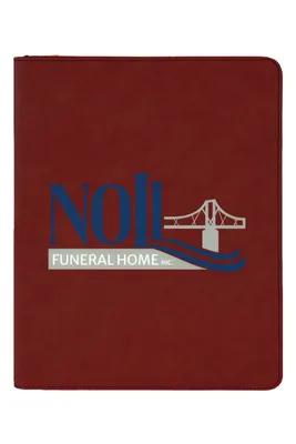9 1/2" x 12" Laserable Leatherette Portfolio w/ Zipper and Notepad