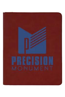 9 1/2" x 12" Laserable Leatherette Portfolio w/ Zipper and Notepad